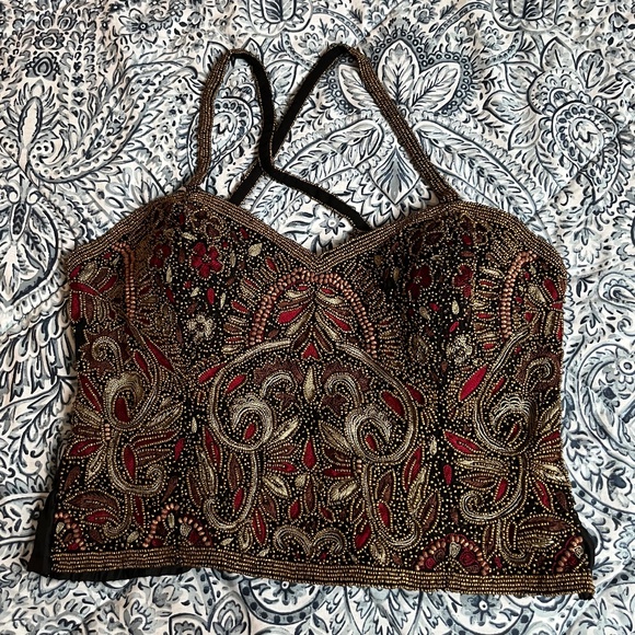 Tristan & Iseut Tops - Vintage Beaded Bustier Corset Top